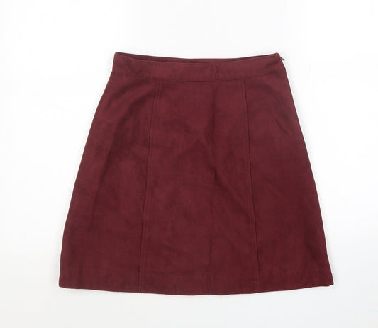 Eifni Womens Red Polyester A-Line Skirt Size S Zip
