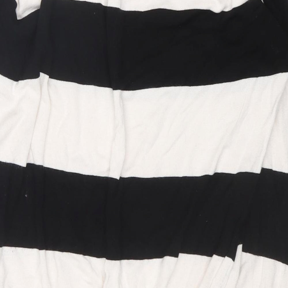 Pimkie Womens Black Striped Viscose Tunic Blouse Size S Round Neck