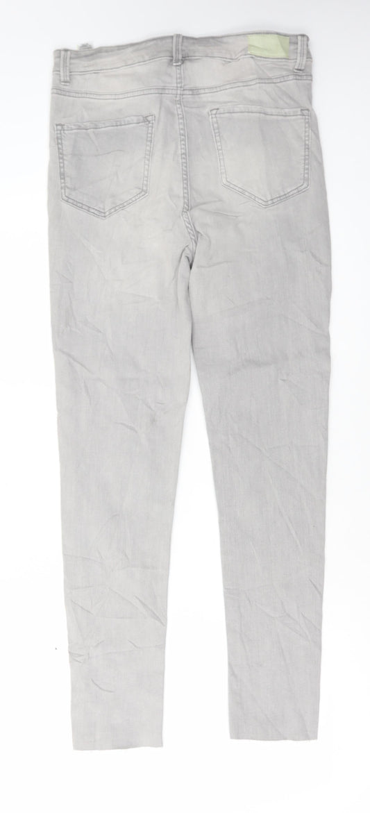Marks and Spencer Womens Grey Cotton Skinny Jeans Size 12 L28 in Regular Button