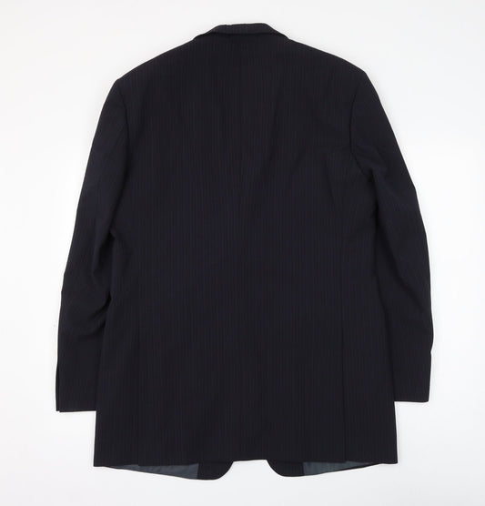 Marks and Spencer Mens Blue Striped Polyester Jacket Suit Jacket Size 40
