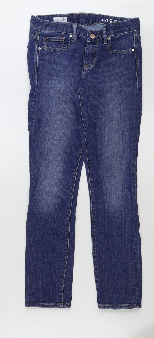 Gap Mens Blue Cotton Skinny Jeans Size 26 in L28 in Regular Button