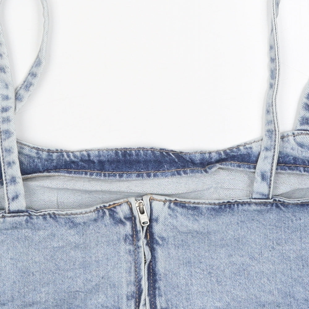 Divided Womens Blue 100% Cotton Cropped T-Shirt Size 6 Sweetheart