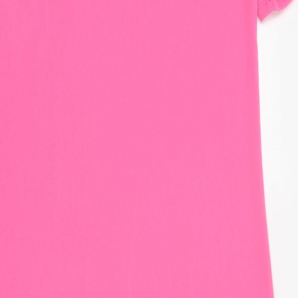 Marks and Spencer Womens Pink Polyester Shirt Dress Size 10 Round Neck Pullover