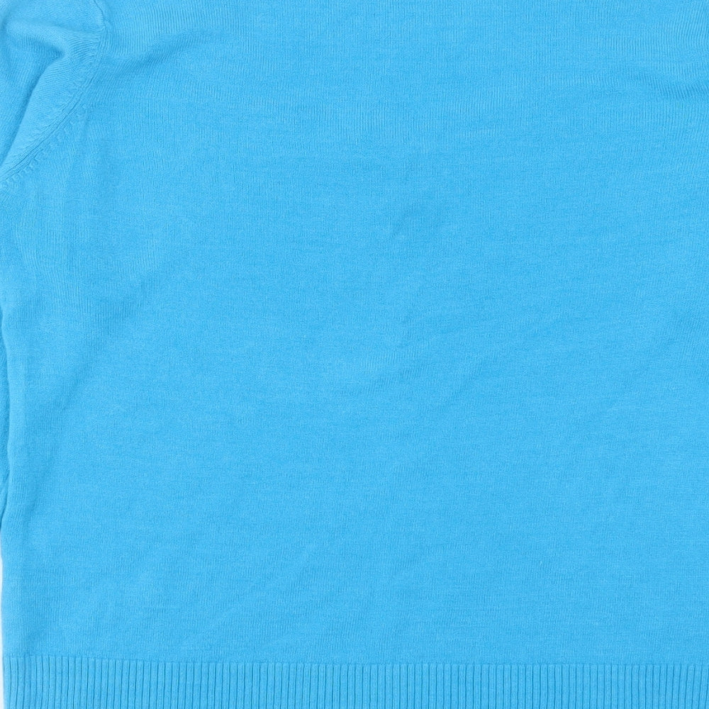 Sarah Hamilton Womens Blue Scoop Neck Acrylic Pullover Jumper Size XL