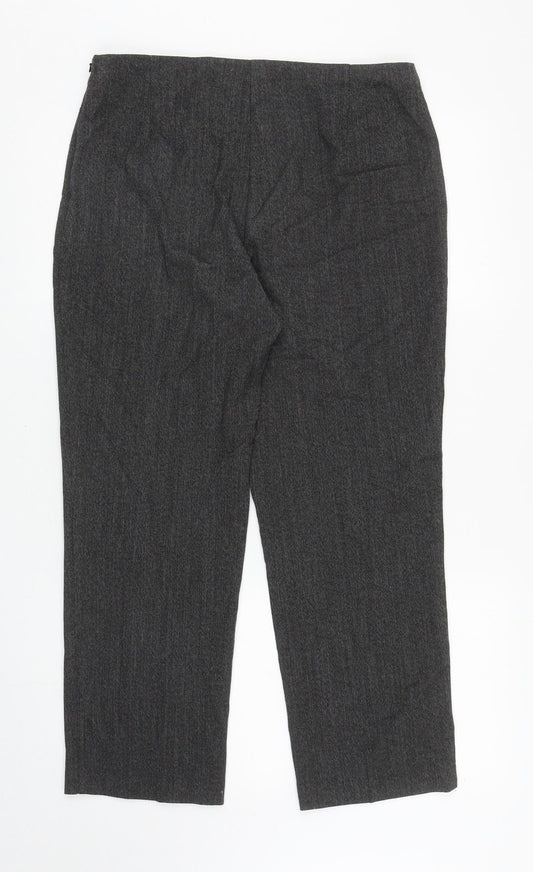 Marks and Spencer Womens Grey Polyester Carrot Trousers Size 14 L26 in Regular Zip