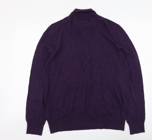 Burton Mens Purple Collared Cotton Pullover Jumper Size L