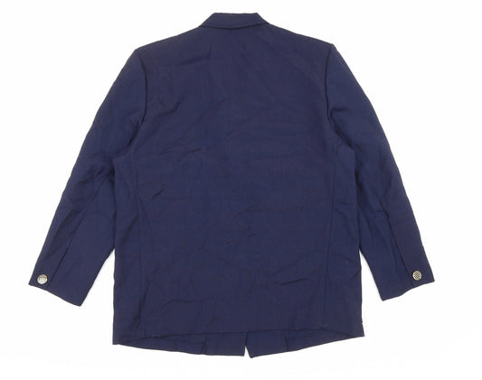 Paul Mausner Womens Blue Polyester Jacket Blazer Size 18
