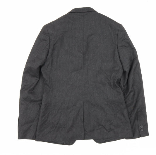 Moss London Mens Grey Polyester Jacket Blazer Size 36