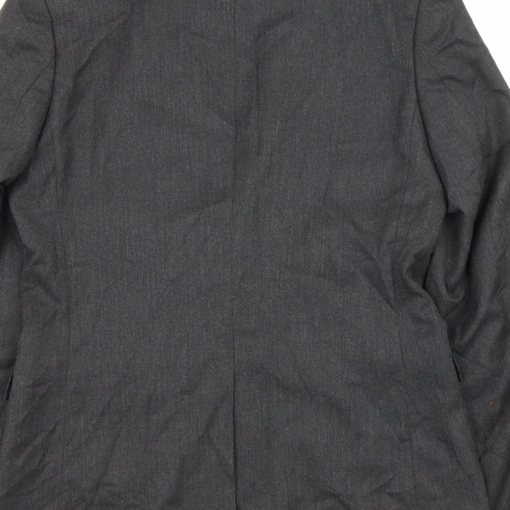 Moss London Mens Grey Polyester Jacket Blazer Size 36