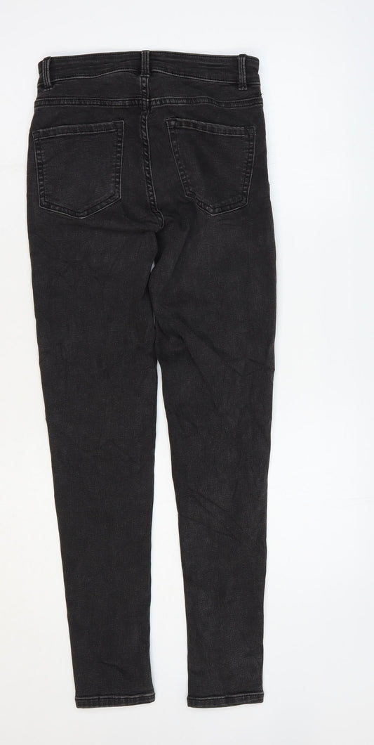 Marks and Spencer Womens Black Cotton Skinny Jeans Size 6 L28 in Regular Zip