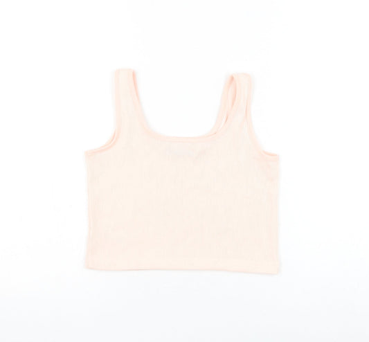 George Girls Pink Polyester Cropped Tank Size 12-13 Years Round Neck Pullover