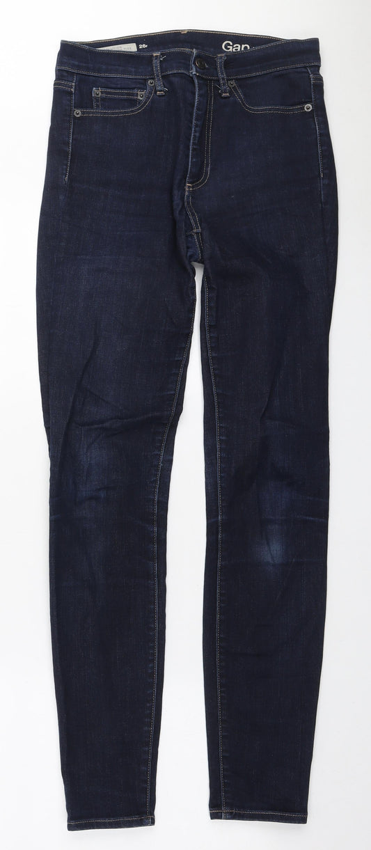 Gap Womens Blue Polyester Skinny Jeans Size 26 in L30 in Regular Zip