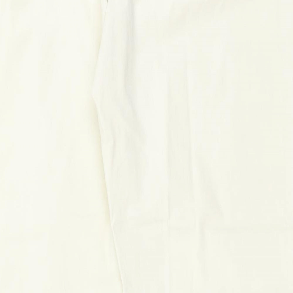 Marks and Spencer Womens Ivory Polyester Trousers Size 12 L29 in Regular Button