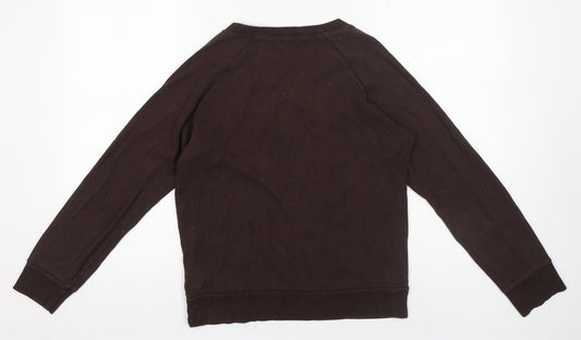 Topshop Womens Brown Cotton Pullover Sweatshirt Size 14 Pullover - V Neck