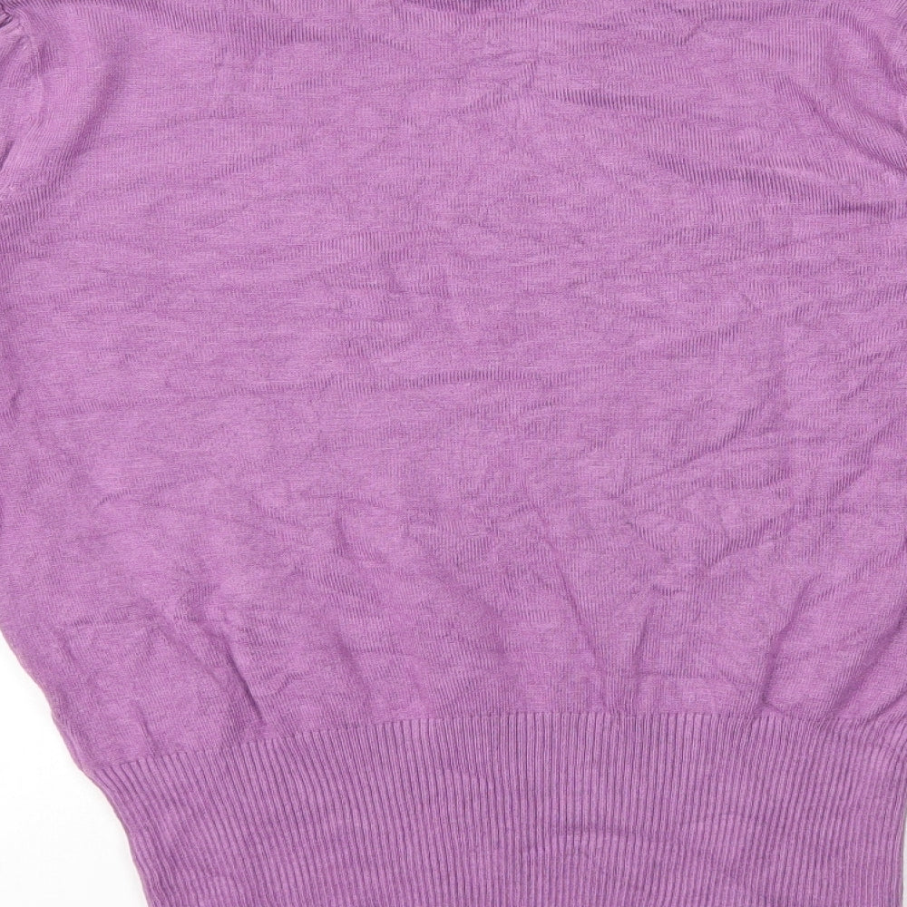 Marks and Spencer Womens Purple Round Neck Viscose Pullover Jumper Size 8