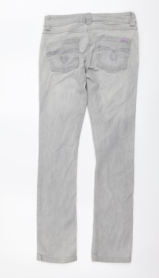 Drainpipe Womens Grey Cotton Skinny Jeans Size 8 L30 in Regular Button
