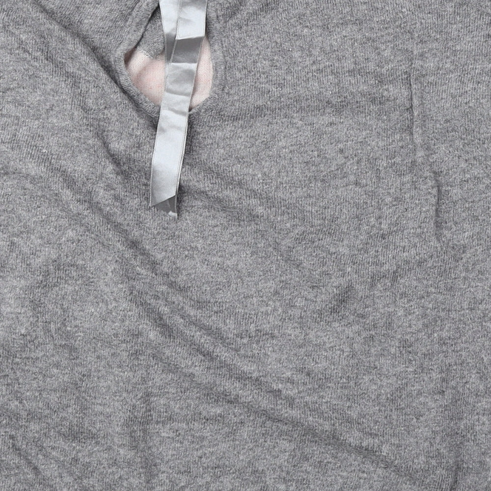 New Look Womens Grey Round Neck Polyester Pullover Jumper Size 12 - Cut Out Detail