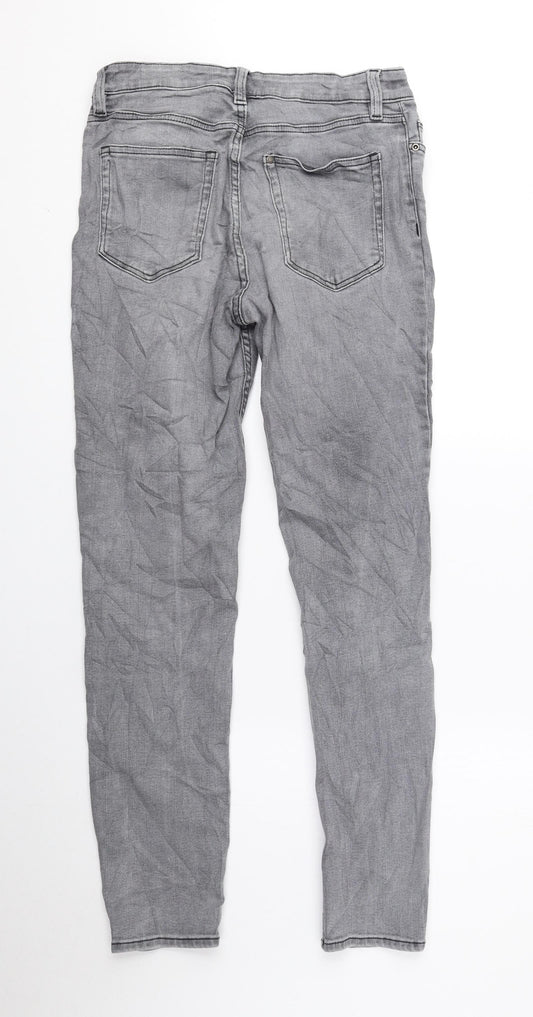 H&M Womens Grey Cotton Skinny Jeans Size 10 L28 in Regular Zip