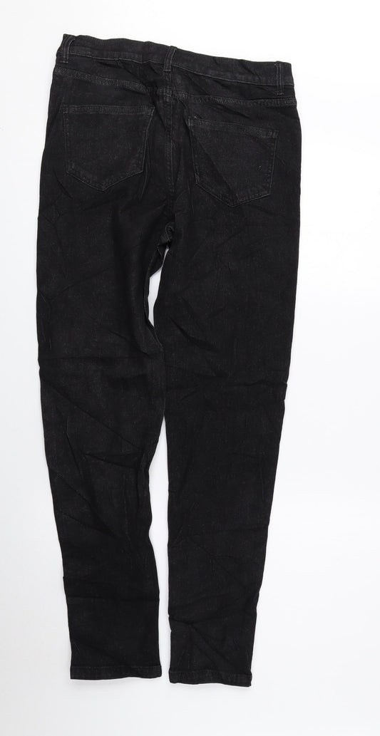 Marks and Spencer Womens Black Cotton Skinny Jeans Size 10 L27.5 in Regular Zip