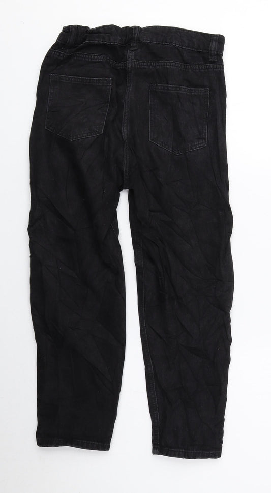 NEXT Girls Black 100% Cotton Tapered Jeans Size 8 Years Regular Zip