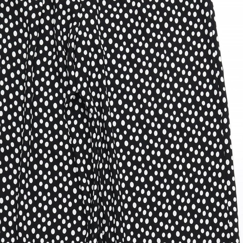 Marks and Spencer Womens Black Polka Dot Polyester Bloomer Trousers Size 8 L29.5 in Regular