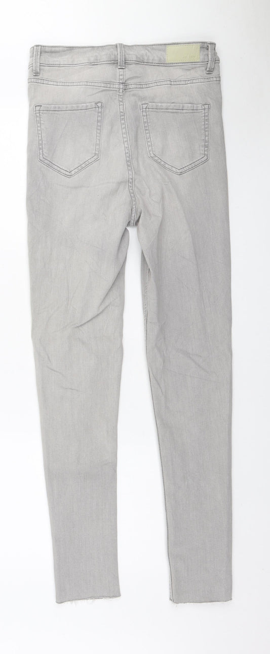 Marks and Spencer Womens Grey Cotton Skinny Jeans Size 10 L28 in Regular Zip