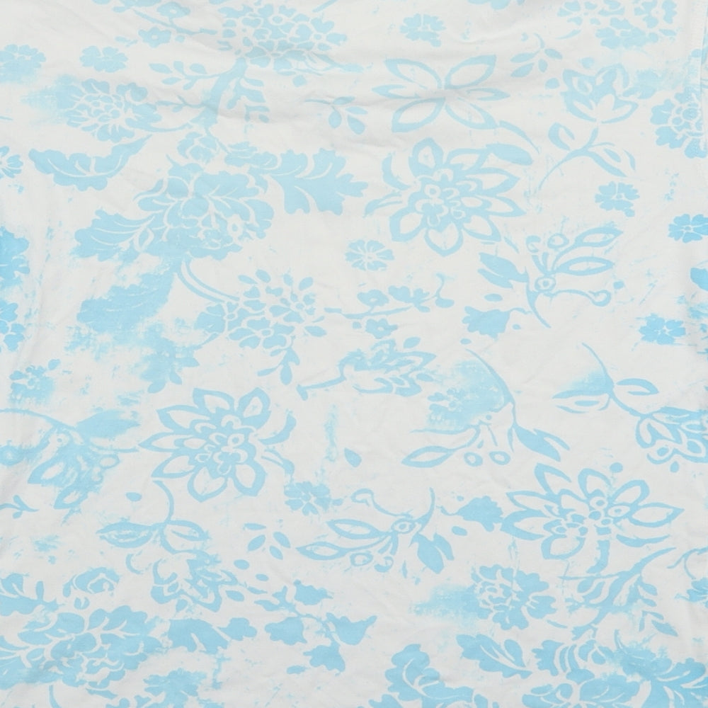 Chervo Womens Blue Floral Polyamide Basic Polo Size 12 Collared