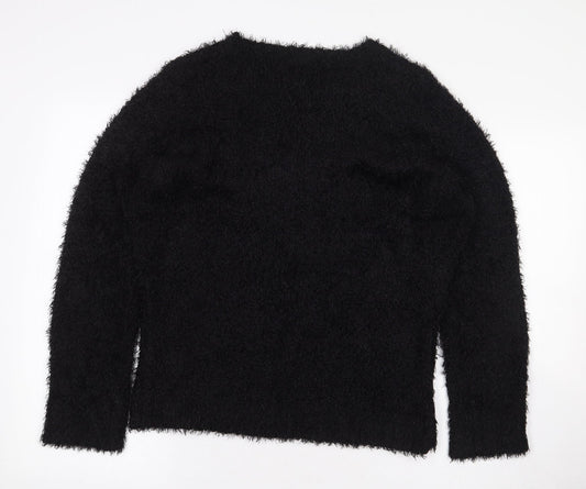 David Emmanuel Womens Black Polyester Pullover Sweatshirt Size M Pullover - Flowers