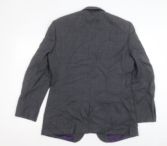 George Mens Grey Plaid Polyester Jacket Suit Jacket Size 40