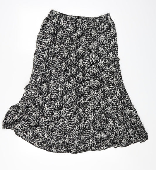 Nassc Womens Black Geometric Viscose A-Line Skirt Size 10 Zip