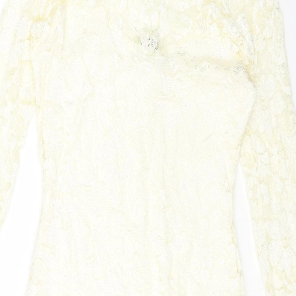 ASOS Womens Ivory Nylon Bodycon Size 10 High Neck Pullover