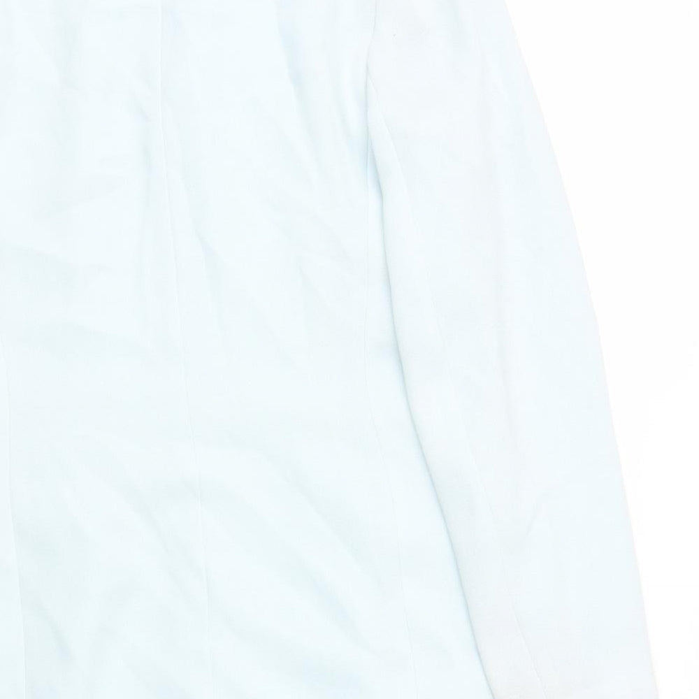 Gina Womens Blue Jacket Size 12 Button - Hidden Buttons