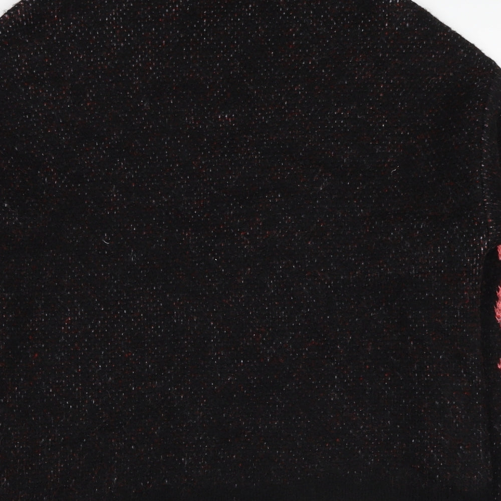 Marks and Spencer Womens Black Roll Neck Floral Acrylic Pullover Jumper Size S - Roses