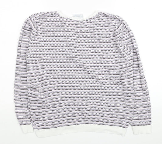 Cotswold Womens Multicoloured Boat Neck Geometric Cotton Pullover Jumper Size L