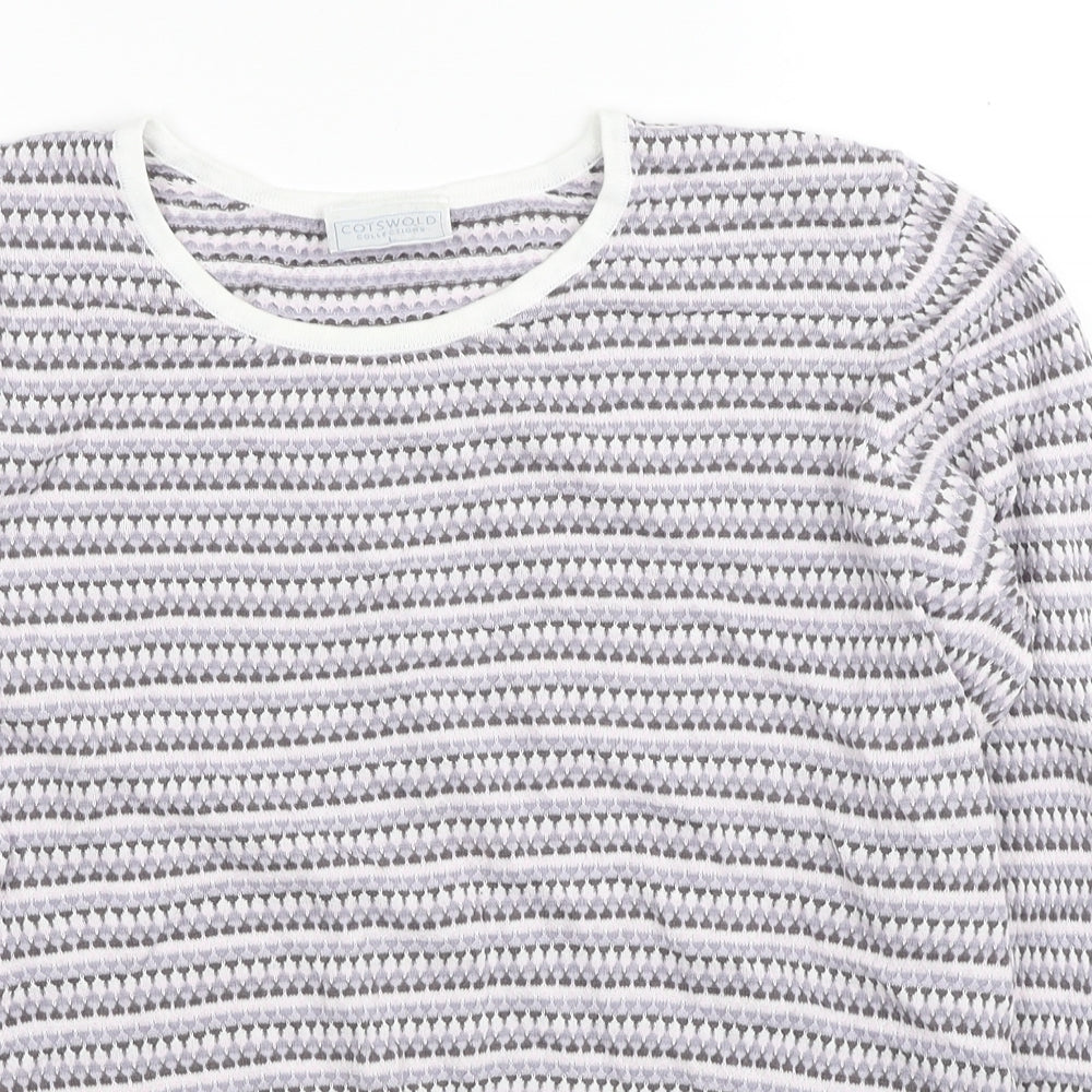 Cotswold Womens Multicoloured Boat Neck Geometric Cotton Pullover Jumper Size L