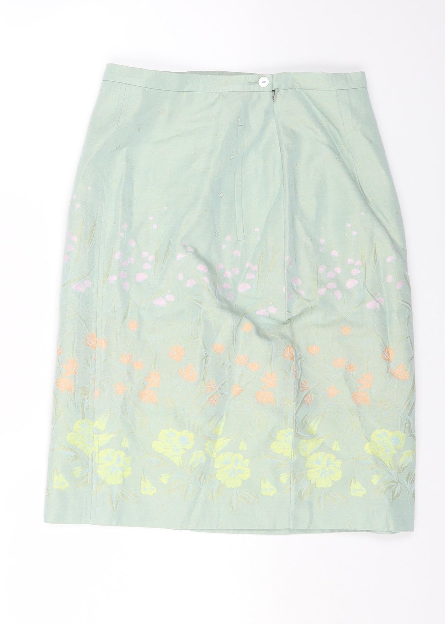 Paul Costelloe Womens Green Floral Viscose Mini Skirt Size 10 Zip