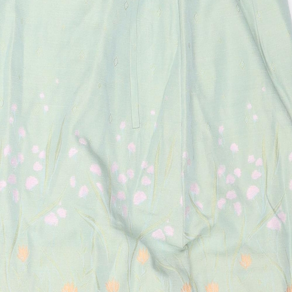 Paul Costelloe Womens Green Floral Viscose Mini Skirt Size 10 Zip