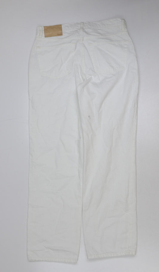 Own. Womens White Cotton Straight Jeans Size 30 in L30 in Regular Button
