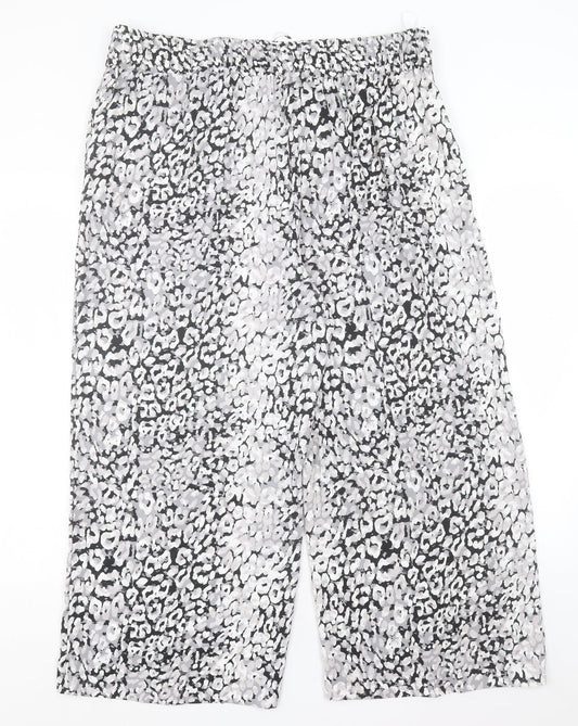 Marks and Spencer Womens Grey Geometric Polyester Trousers Size 20 L24 in Regular Drawstring