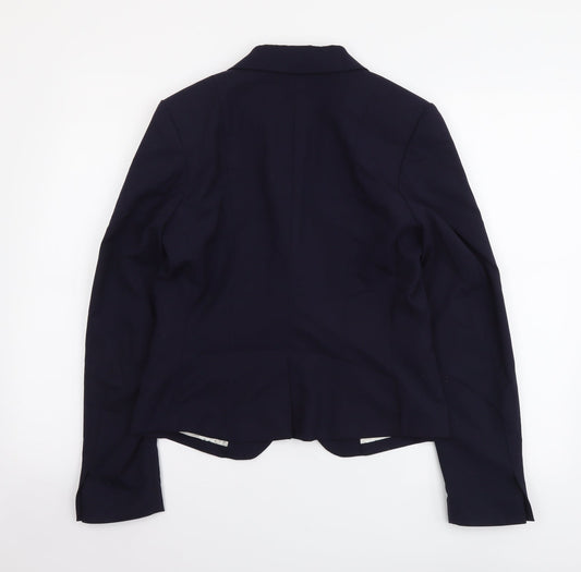 H&M Womens Blue Polyester Jacket Suit Jacket Size M