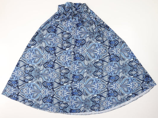 Select Womens Blue Geometric Polyester Flare Skirt Size 8 Tie