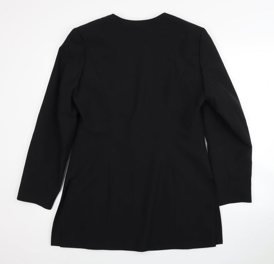 Fashion Extra Womens Black Polyester Jacket Blazer Size 14 - Embroidered, Shoulder Pads
