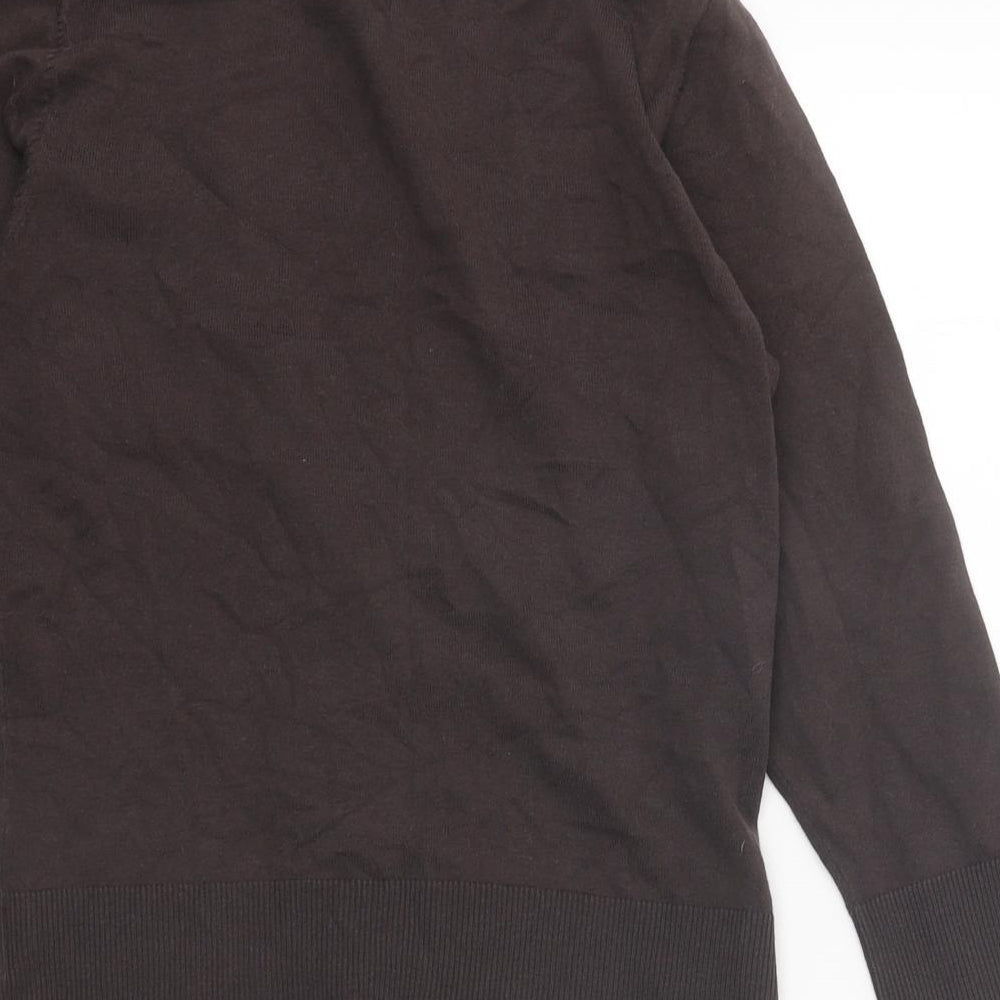Monsoon Womens Brown V-Neck Polyester Cardigan Jumper Size 8