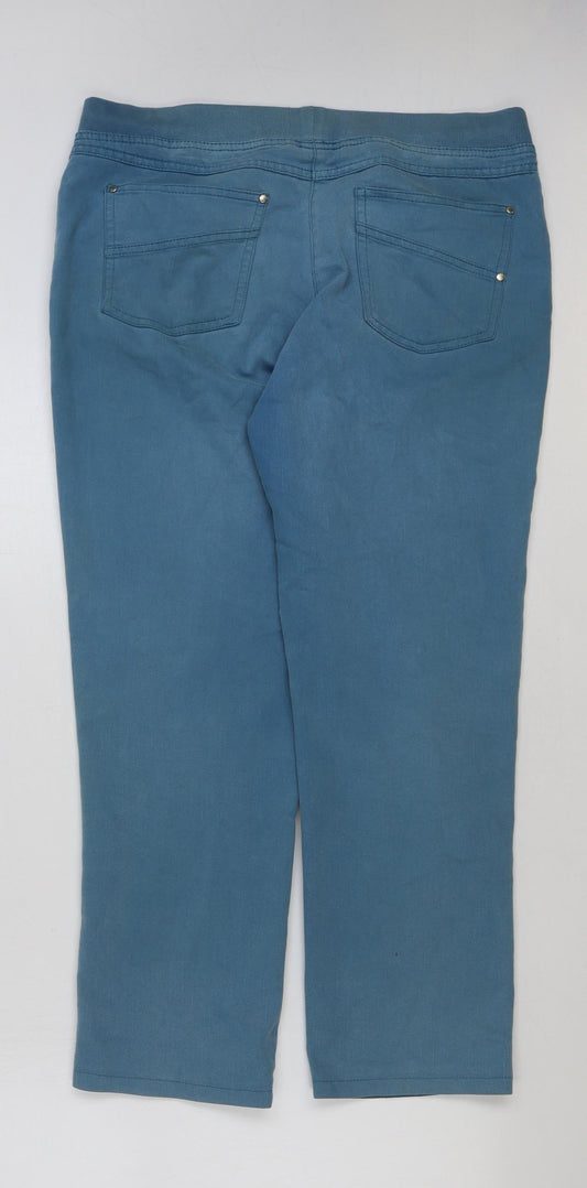 Epilogue Womens Blue Cotton Trousers Size 14 L28 in Regular