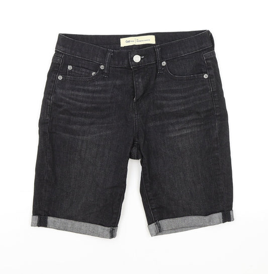 Gap Womens Black Cotton Bermuda Shorts Size 25 in L8 in Regular Zip
