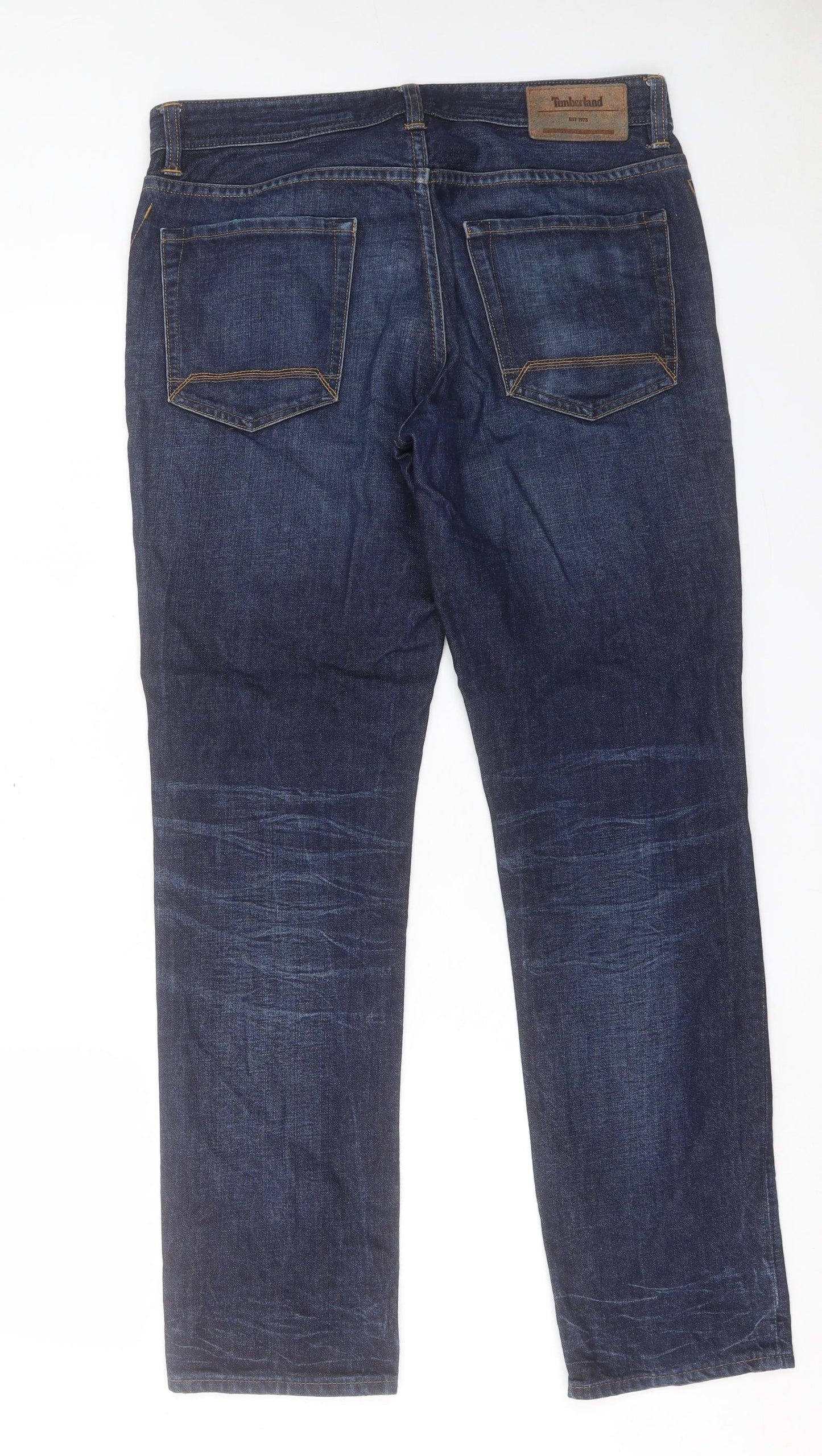 Timberland Mens Blue Cotton Straight Jeans Size 33 in L31 in Regular Button