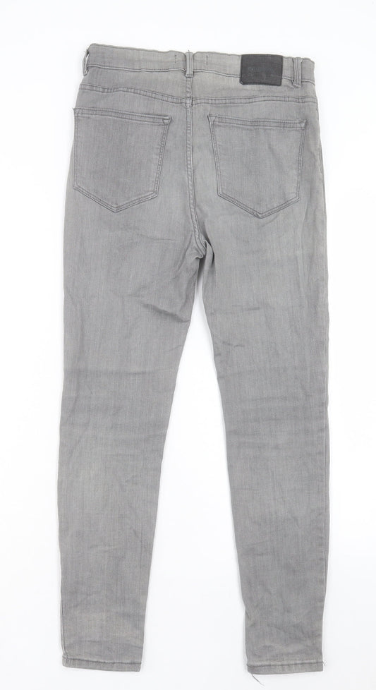 Pull&Bear Womens Grey Cotton Skinny Jeans Size 12 L26 in Regular Button