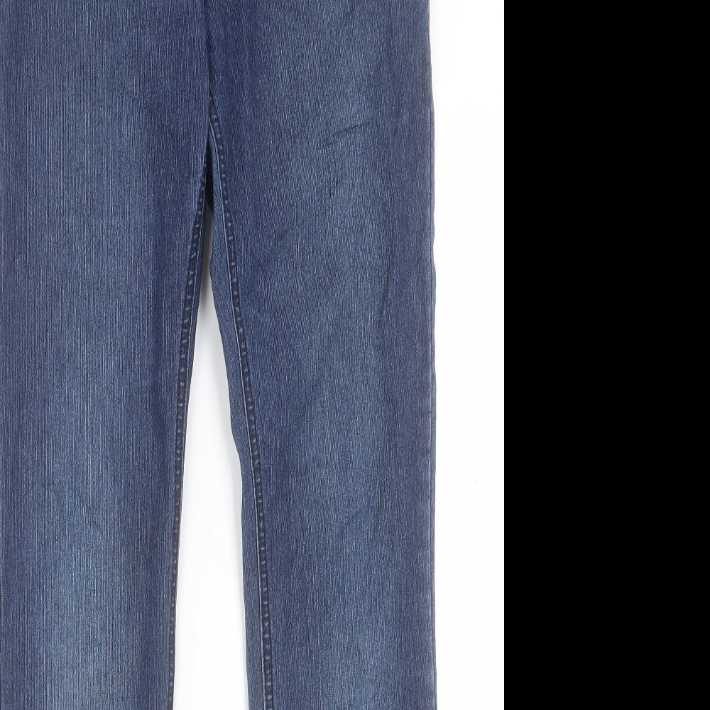 Bossini Womens Blue Cotton Straight Jeans Size 28 in L32 in Regular Button