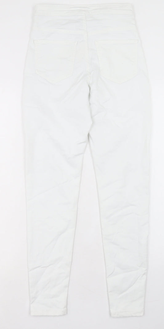 Marks and Spencer Womens White Cotton Skinny Jeans Size 8 L27 in Regular Button