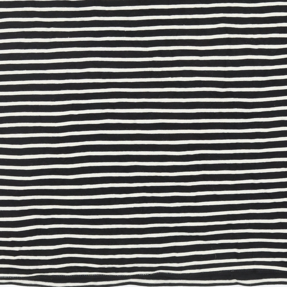 Per Una Womens Black Striped Cotton Basic T-Shirt Size 14 Boat Neck